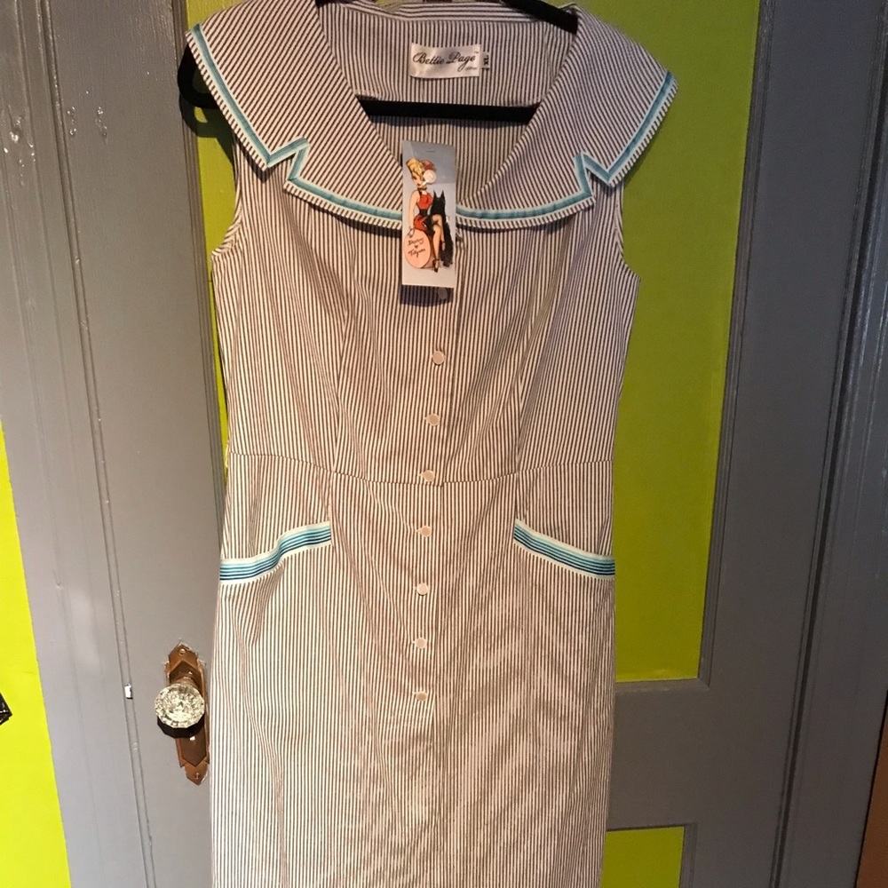 Bettie Page striped dress.